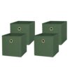 PHXYUADLB Set Of 4 Collapsible Cube Fabric Storage Bins, 10.5" Square Organizer Baskets With Metal Handles & Durable Boucle Fabric For Closet, Shelf & Dorm, Green Boucle