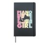 Piano Girl Music Lover Musician Playing Keyboard Notes Girls Hardcover Journal, Black