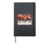 Piano Keys - Vintage Floral Keyboard Pianist Musician Piano Hardcover Journal, Black