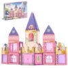 PicassoTiles 60pc Magnetic Tile Princess Castle Set with 2 Figures Ages 3+