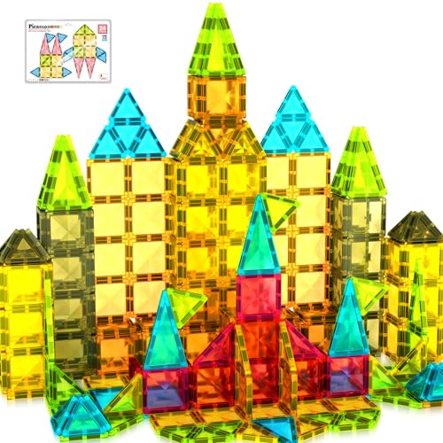 PicassoTiles Magnetic Tile 24pc Mini Diamond Magnetic Building Blocks Set Travel Size STEM Educational Construction Toy Portable Hands On Learning Creative Open Ended Play for Kids Ages 3 Plus PTM24