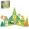PicassoTiles Magnet Tile Building Blocks Forest Animal Themed Playset with 8 Character Action Figures Educational STEM Learning Construction Kit Pretend Play Magnetic Tiles Toddler Kids Ages 3+ PTQ26