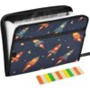 Pigsaly Cartoon Rocket Space Moon Accordion Filing Folder