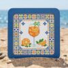 Pikamono Stamped Cross Stitch Kit, Summer Cocktail Pattern Embroidery Kit for Adults Beginners (Aperol Spritz)