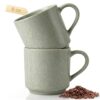 Pilnocok 8 oz Ceramic Small Mugs Set of 2, Green