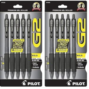 PILOT G2 Premium Rolling Ball Gel Pens, 1.0 mm, Black Ink, 10-Pack