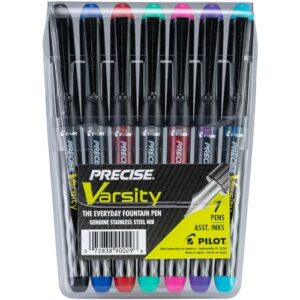 PILOT Precise, Black/Blue/Red/Pink/Green/Purple/Turquoise Ink, 7-Pack