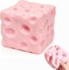 Pink Cheese Squishy,Cheese Squeeze Toy Slow Rising Stress Relief Toy Soft Rebound Foam Sensory Cube Fidget Toy for Office Classroom Home Use Fidget Toy