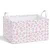 Pink Floral Mahjong Storage Bin, Collapsible Canvas Basket for Home Decor