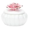 Pink Jewelry Box Decorative Storage Jar Ceramic, Rose Pattern with Lid
