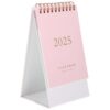 Pink Paper Spiral Binding Desk Calendar with Month and Date Display
