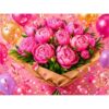 Pink Peony Bouquet Celebration, Jigsaw Puzzle for Adults, 1000 Pieces