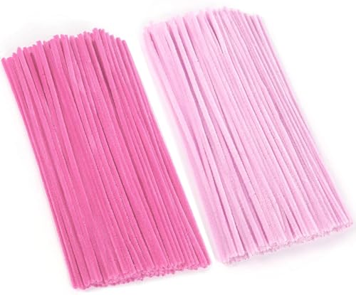 Pink Pipe Cleaners, 100 Pieces Chenille Stems Craft, 12 inch Long Fluffy Pipe Cleaners for Creative DIY Art Craft Projects, Home Decoration Supplies (6 mm x 30 cm, Pink Series-2 Colors)