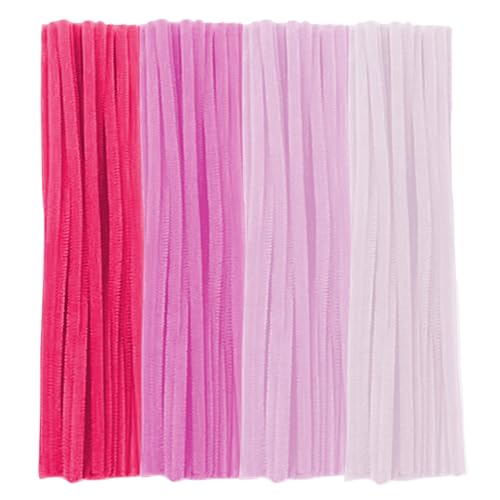 Pink Pipe Cleaners, 100 Pieces Chenille Stems Craft, 12 inch Long Fluffy Pipe Cleaners for Creative DIY Art Craft Projects, Home Decoration Supplies (6 mm x 30 cm, Pink Series-4 Colors)