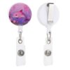 Pink Sea Creatures Flowers Sturdy Badge Reel, ID Badge Holder Clip