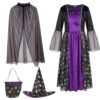 PinkSheep Girls Halloween Witch Costume with Cape & Hat