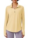 PINSPARK Long Sleeve Shirts for Women UPF 50+ Sun Shirts Quick Dry Workout Tops,Butter Yellow XL