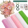 Pipe Cleaners Craft 672 Pcs with Video Tutorial, Pipe Cleaner Bulk Flower Kit Pink Light Colors for DIY, Thick Fuzzy Chenille Stems for Decorations with Floral Wires Stems, Floral Tapes, Flower Stamen