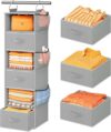 Pipishell Hanging Closet Organizer 6-Shelf, Hanging Shelves for Closet with 3 Removable Drawers & Side Pockets for Bedroom, Garment Rack and Wardrobe Organization, 12' x 12' x 43.3', Dark Gray