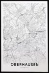 Pirkoca Oberhausen City Map Germany Minimalist Modern Decor Street Poster Wall Art (Black Framed,12X18 inch (30X45CM))