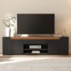PIXOURA 71" Modern LED TV Stand,Adjustable Shelves TV Stand with Storage