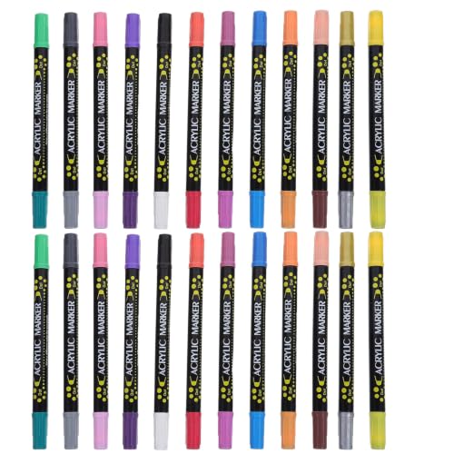 PLAFOPE 12pcs Dual Tip Water Based Markers, 24 Colors for School Art