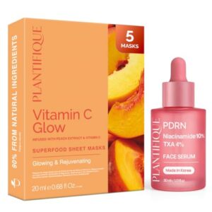 PLANTIFIQUE Glow Face Masks 5pk & Niacinamide Face Serum