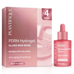 PLANTIFIQUE Niacinamide Face Serum & Korean Collagen Face Mask 4pk