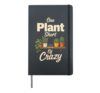 Plant Lover Gift One Plant Short Of Crazy Funny Retro Hardcover Journal, Black