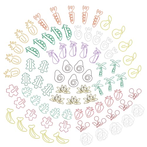 Plant Shaped Paper Clips 80-Count: 16 Cute Funny Paper Clips Assorted Colors - Rust-Resistant - Holds 50 Sheets Fun Office Supplies Bookmark Clips School Home