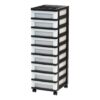 Plastic 10-Drawer Storage Cart with Divided Top on Casters