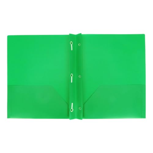 Plastic Folders with Pockets, 2 Pack Letter Size 2 Pocket Poly Folder with 3 Prongs Business Card Slot,Durable Water Resistant Heavy Duty File Folders for Office Home Indoor Daily Use,Green