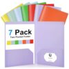 Plastic Folders with Pockets(7 Pack, Assorted Colors), Colored Folders with Pockets, 2-Pocket Folder Card Slot for Schoolwork & Office,Back to School Supplies, Letter Size