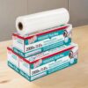 Plastic food wrap, moderately thick, suitable for everyday use; more durable, suitable for commercial use; comes with a sliding cutter; suitable for home and commercial use, including food service.