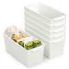 Plastic Storage Bins 6 Pack, Open Top Baskets, 11"x5" Pantry Basket (White)