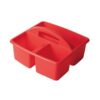Plastic Storage Caddy with Handle, 3-Compartment Organizer Bin，Red