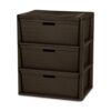 Plastic Storage Tower 3 Drawers, Removable Bins, Brown