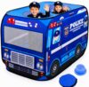 Playbees Musical Police Car Pop Up Play Tent with 3 Openings - Tent for Toddlers - Indoor & Outdoor - Pop Up Tents for Kids - Includes Carry Bag and Sound Button- 43.5x28x26.5 Inch