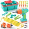 PLAY Kids Tool Set with 3-in-1 Toy Electric Drill & Portable Tool Box