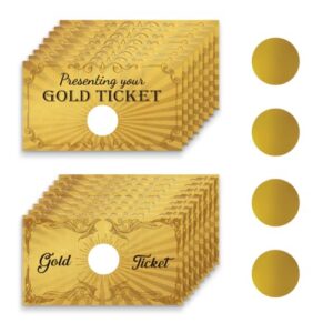 PLIGREAT 120 Pieces Golden Ticket Scratch Off Cards for Prizes, DIY Scratch Off Cards with Stickers Custom Own Coupon Raffle Card for Small Business Surprise Reveal Holiday Birthday Party Supply