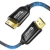 Plugable Mini HDMI to HDMI Cable 6.6FT, 4K 60Hz, Bi-Directional, HDMI 2.0