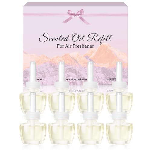 Plug In Air Freshener Refills for Home, 8 Pack, Confidence + Freedom, Love + Passion, Reflection + Clarity & Relax + Restore Fragrance Refills, Compatible with Air Wick & Glade Warmers for Bathroom