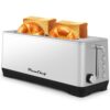 Plum chef 4-Slice Toaster, Extra Wide Long SIot Toaster, 6 Browning Settings, Bagel/Defrost/Reheat Functions, Removable Crumb Tray, Stainless Steel Housing 135oW (Stainless Steel Silver)