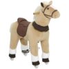 Plush Rocking Horse Ride On Pony Toy with Rolling Wheels Saddle