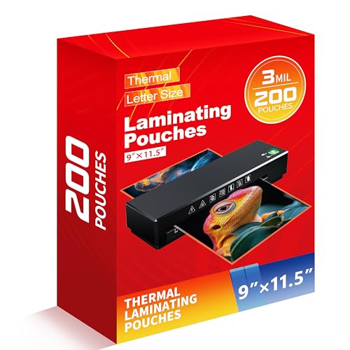 pmybupo Thermal Laminating Pouches,Hold 8.5 x 11 inch Sheets 200 Pack,3 Mil Clear Thermal Laminate Pouches 9x11.5 inch Lamination Sheet Paper