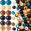 Pndeyo 132pcs Round Wooden Spacer Beads with Large Hole, 19.2x19.2x15.5mm