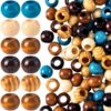 Pndeyo 90pcs Round Wooden Spacer Beads with Large Hole, 19.2x19.2x15.5mm