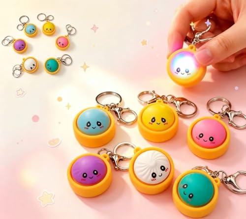 Pocket-Sized Dumpling Keychain with Clickers – Mini Dumpling Squishy Toy, Crisp Click Sounds, Squeeze & Click for Stress Relief, Great Fidget for Adults, Students, Office, 6PCS.