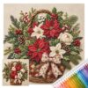 POETRYDRAW Cross Stitch Embroidery Kit 11CT Cotton Flower (Holiday Blooms)