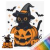 POETRYDRAW Full Stitch Embroidery Cross Stitch Kit 11CT Black Cat Pumpkin